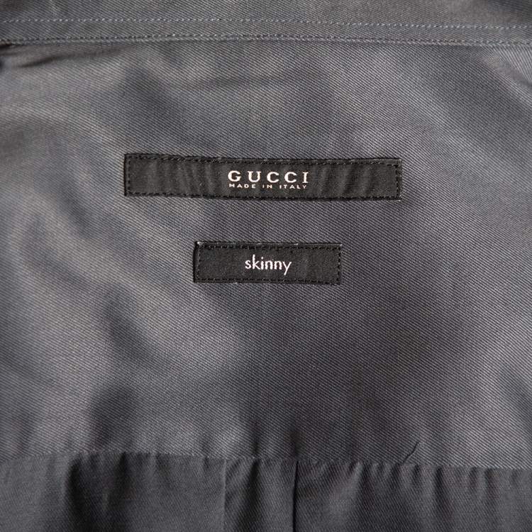 Pre Owned Gucci Tricolor Cotton & Mesh Collar Zip Detail Skinny Fit Short Sleeve Shirt Medium (Eu 40) 