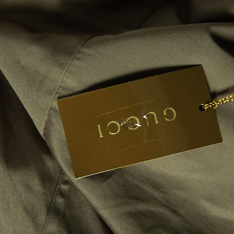 Pre Owned Gucci Olive Green Cotton Button Front Shirt M 