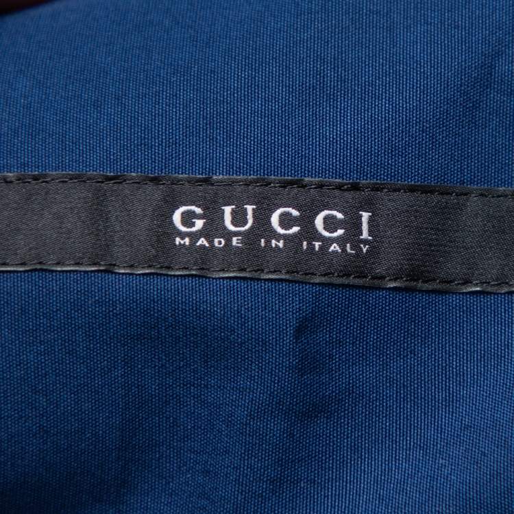 Pre Owned Gucci Blue Cotton & Ribbed Knit Trim Short Sleeve Shirt M 