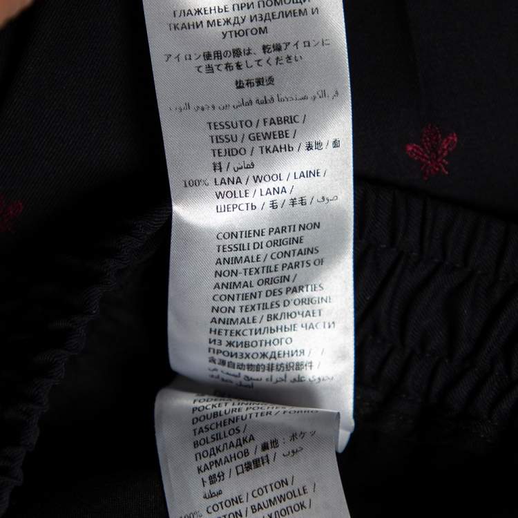 Pre Owned Gucci Navy Blue Wool Contrast Trim & Bees Detailed Gabardine Pants M