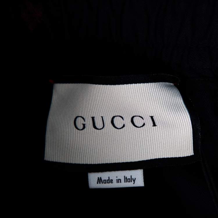 Pre Owned Gucci Navy Blue Wool Contrast Trim & Bees Detailed Gabardine Pants M