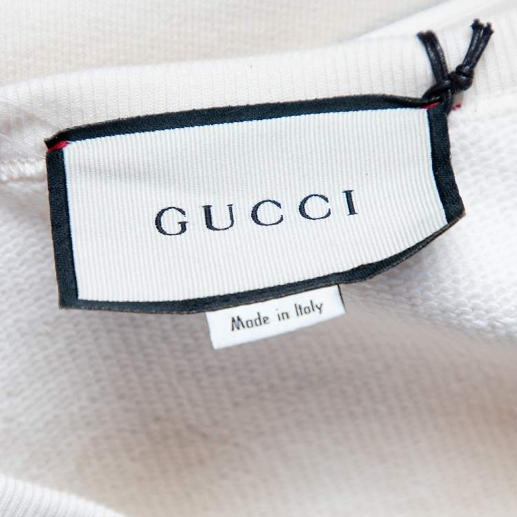 Pre Owned Gucci Ivory Interlocking G Print Cotton Crew Neck Sweatshirt L