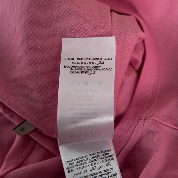 Pre Owned Gucci Garden Pink Cotton Eye Printed Short Sleeve T-Shirt XL 