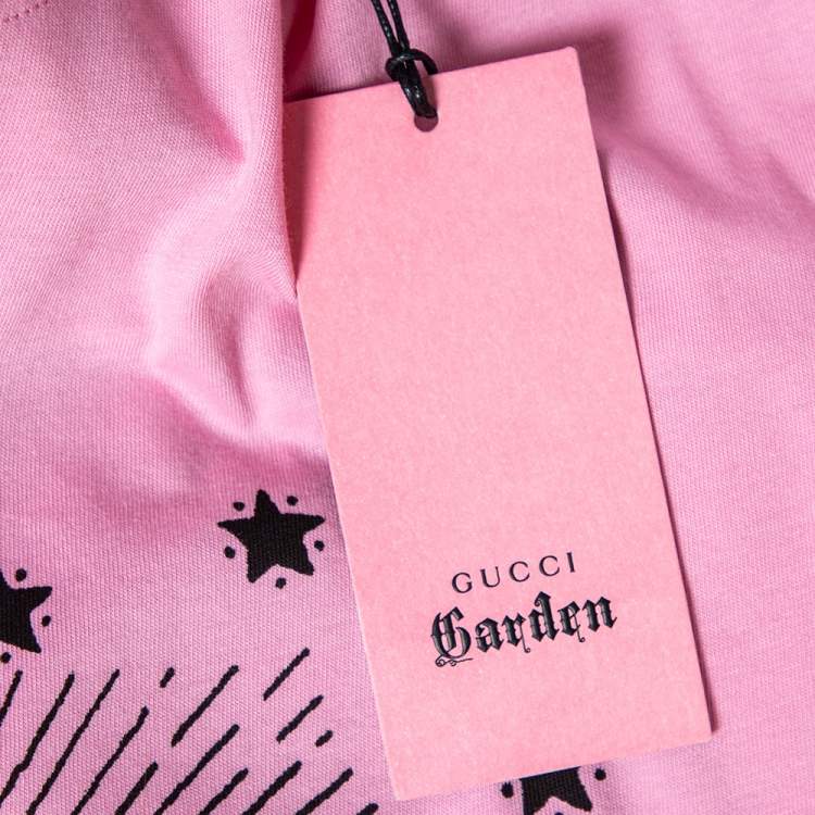 Pre Owned Gucci Garden Pink Cotton Eye Printed Short Sleeve T-Shirt XL 