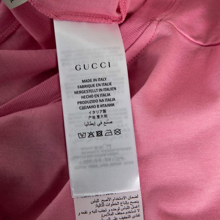 Pre Owned Gucci Garden Pink Cotton Eye Printed Short Sleeve T-Shirt XL 