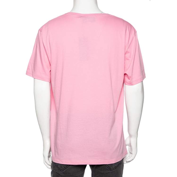 Pre Owned Gucci Garden Pink Cotton Eye Printed Short Sleeve T-Shirt XL 