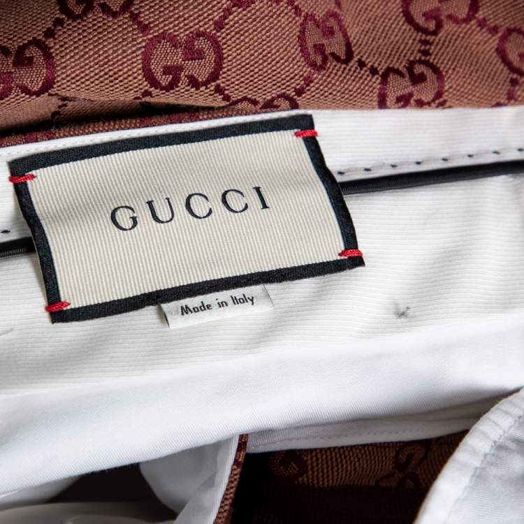 Pre Owned Gucci Burgundy GG Jacquard Slim Fit Trousers S