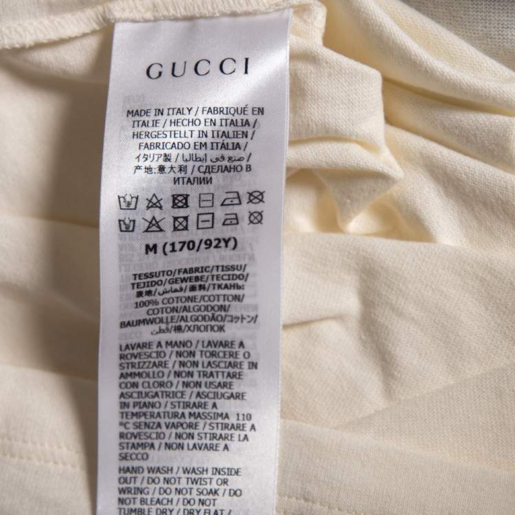 Pre Owned Gucci x The North Face Cream Logo Printed Cotton Short Sleeve T-Shirt M