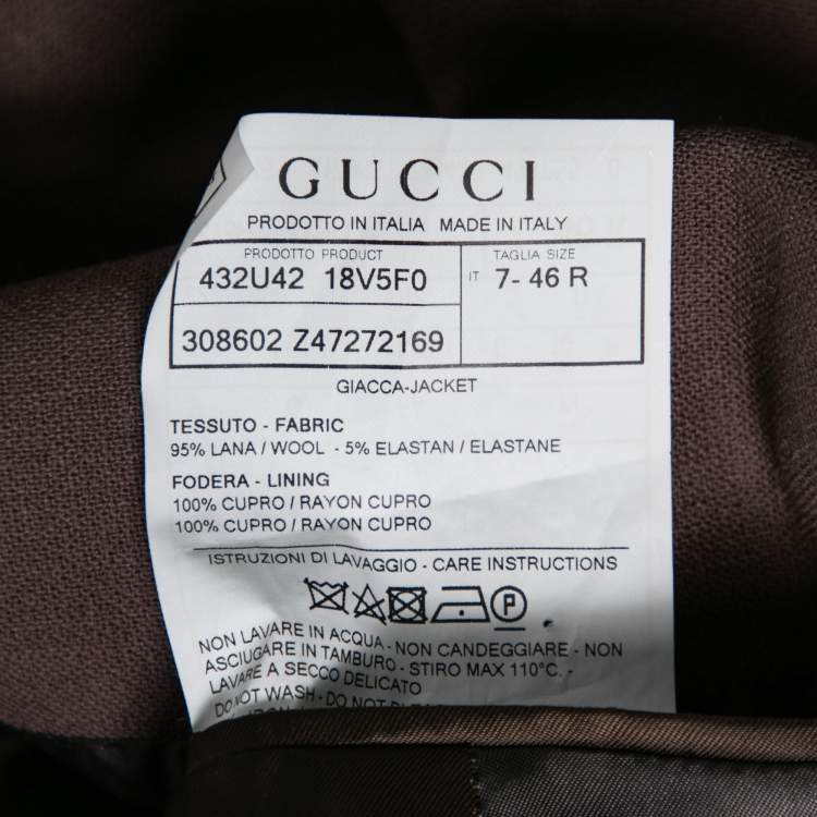 Pre Owned Gucci Brown Wool Single Breasted Blazer S