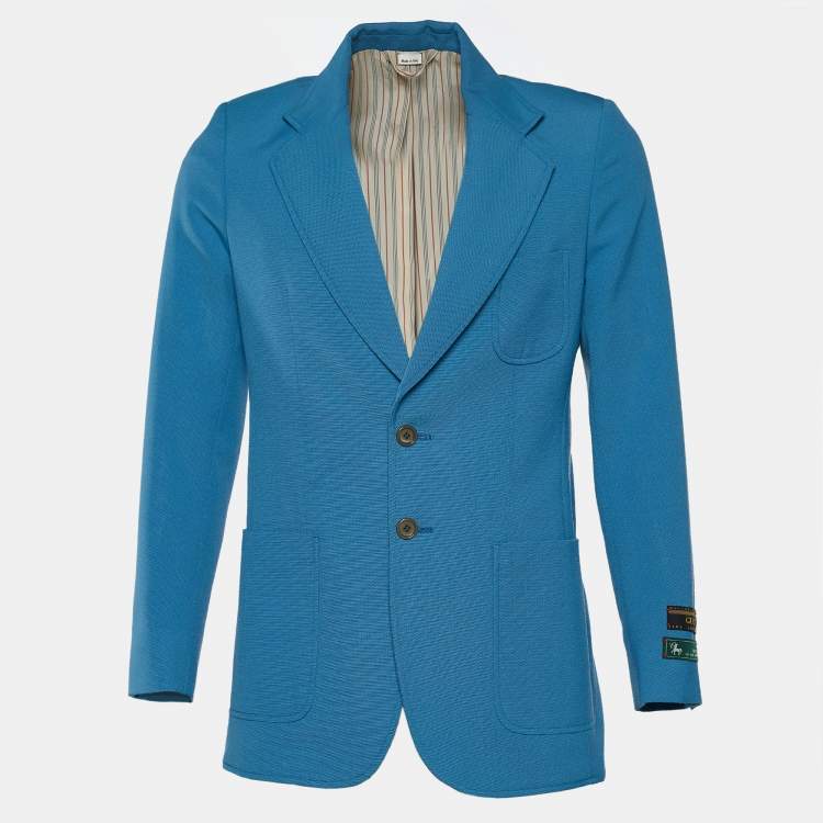 Pre Owned Gucci Teal Blue Wool Camden Single Breasted Blazer S
