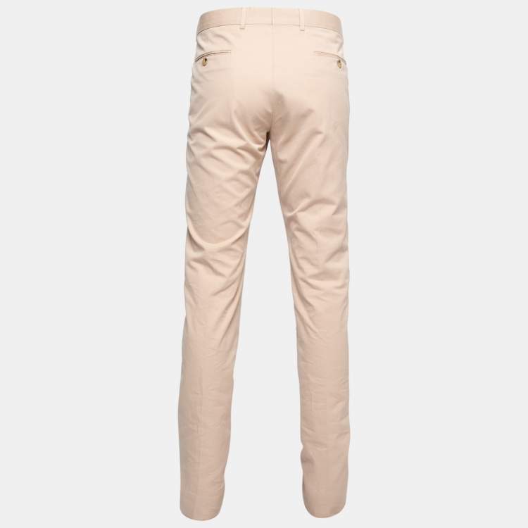 Pre Owned Gucci Beige Cotton Regular Fit Trousers XL Waist 36"