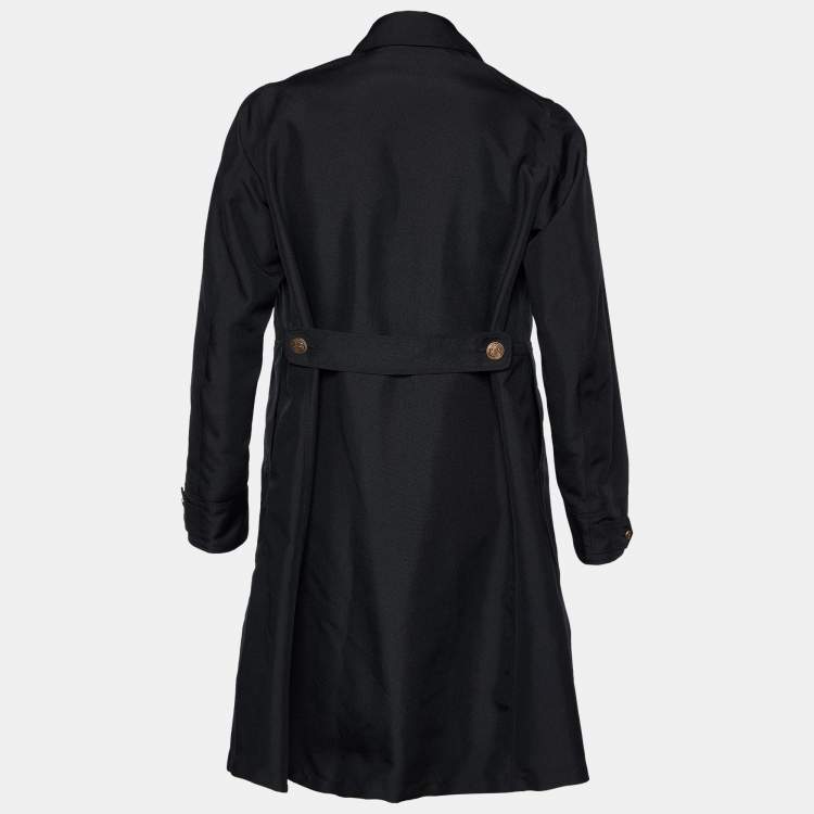 Pre Owned Gucci Black Canvas Double Breasted Trench Coat M