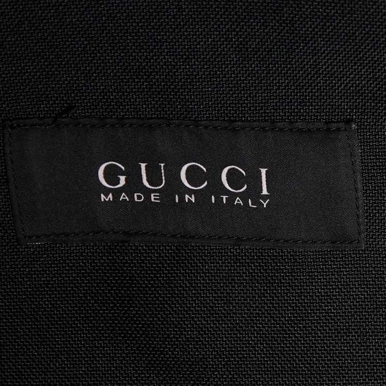 Pre Owned Gucci Black Canvas Double Breasted Trench Coat M