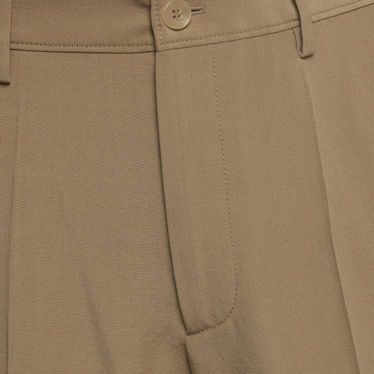 Pre Owned Gucci Khaki Wool Straight Fit Trousers M