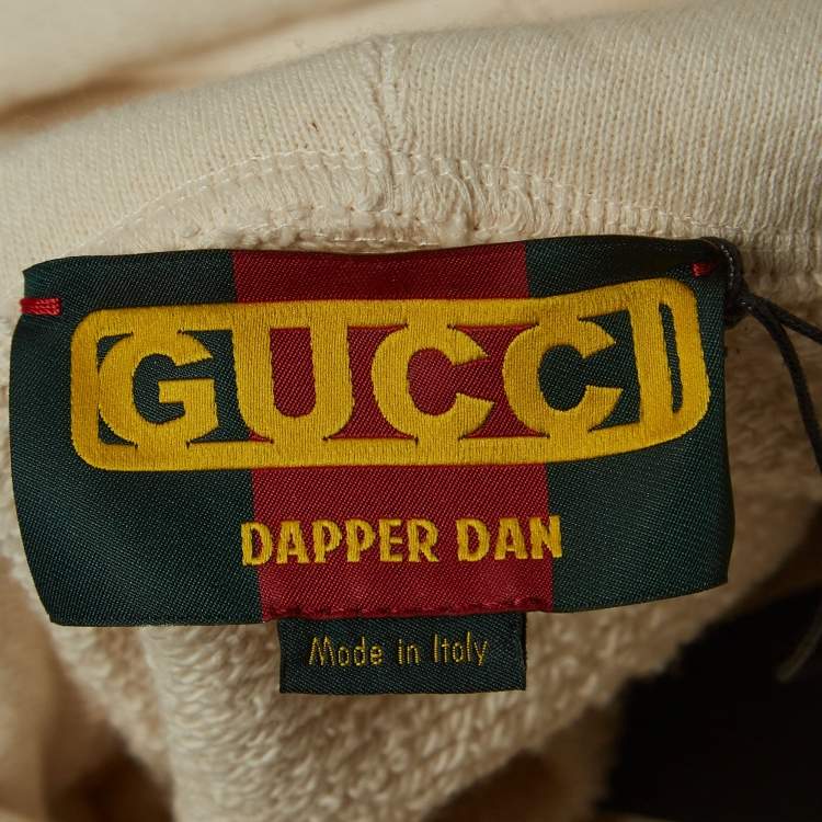 Pre Owned Gucci Ivory White Dapper Dan Logo Print Cotton Knit Hoodie XS