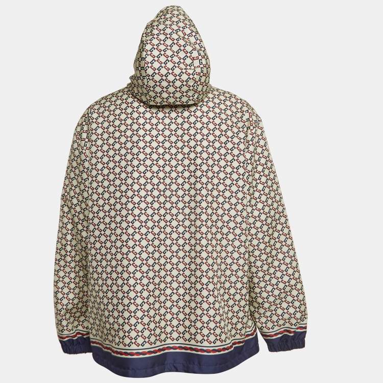 Pre Owned Gucci Love Parade Cream Geometric GG Print Nylon Windbreaker Jacket L
