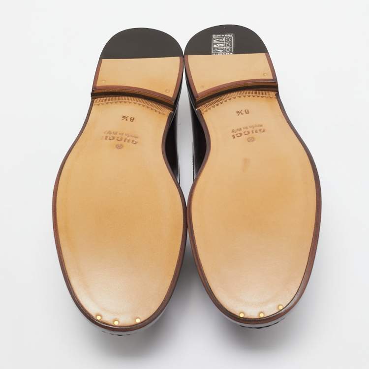 مملوكة مسبقًا Gucci Brown Leather Horsebit Slip On Loafers Size 42.5