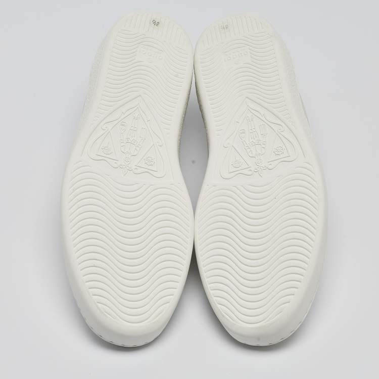 Pre Owned Gucci White Leather Ace Web Low Top Sneakers Size 42.5