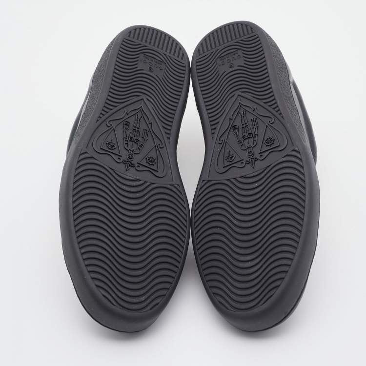 مملوكة مسبقًا Gucci Black Leather Ace Web Low Top Sneakers Size 40