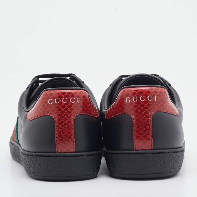 مملوكة مسبقًا Gucci Black Leather Ace Web Low Top Sneakers Size 40