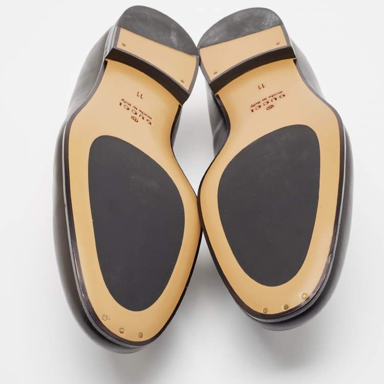 مملوكة مسبقًا Gucci Black Leather Jordaan Loafers Size 45
