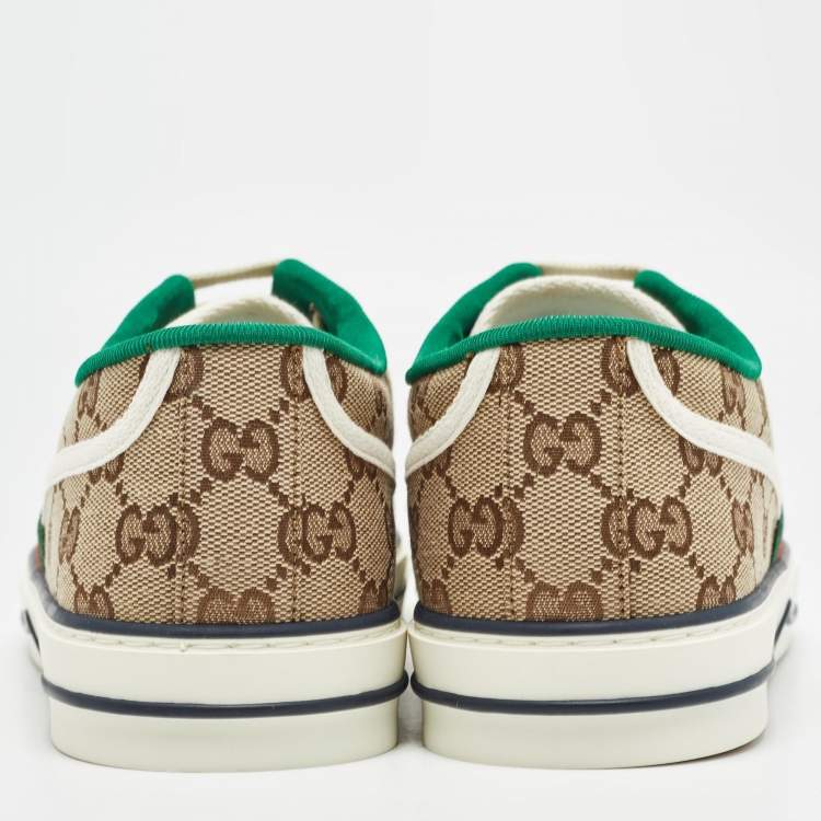 Pre Owned Gucci Beige/Ebony GG Canvas Tennis 1977 Sneakers Size 42
