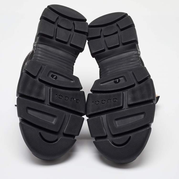 Pre Owned Gucci Black Suede,Mesh and Leather Flashtrek Sneakers Size 42