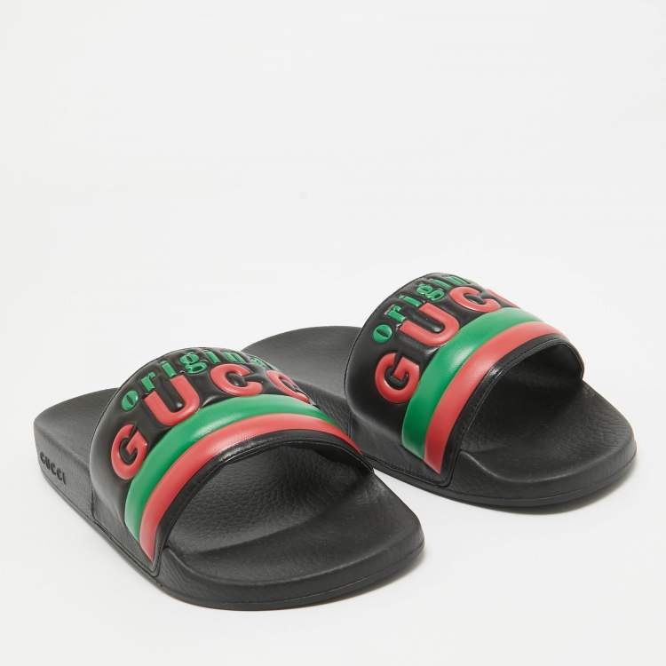 مملوكة مسبقًا Gucci Black Leather Original Slides Size 42