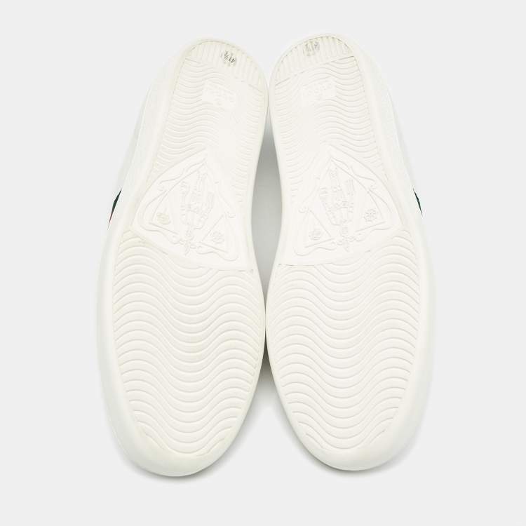 Pre Owned Gucci White Leather Ace Low Top Sneakers Size 41.5