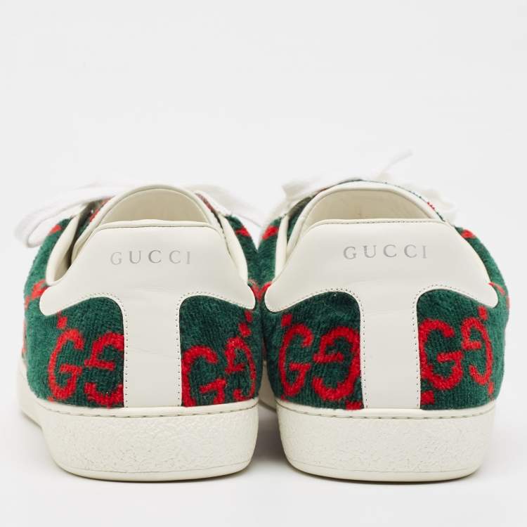 مملوكة مسبقًا Gucci Tricolor GG Terry Fabric and Leather Ace Sneakers Size 45.5