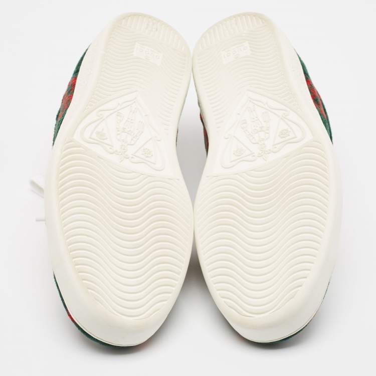 مملوكة مسبقًا Gucci Tricolor GG Terry Fabric and Leather Ace Sneakers Size 45.5