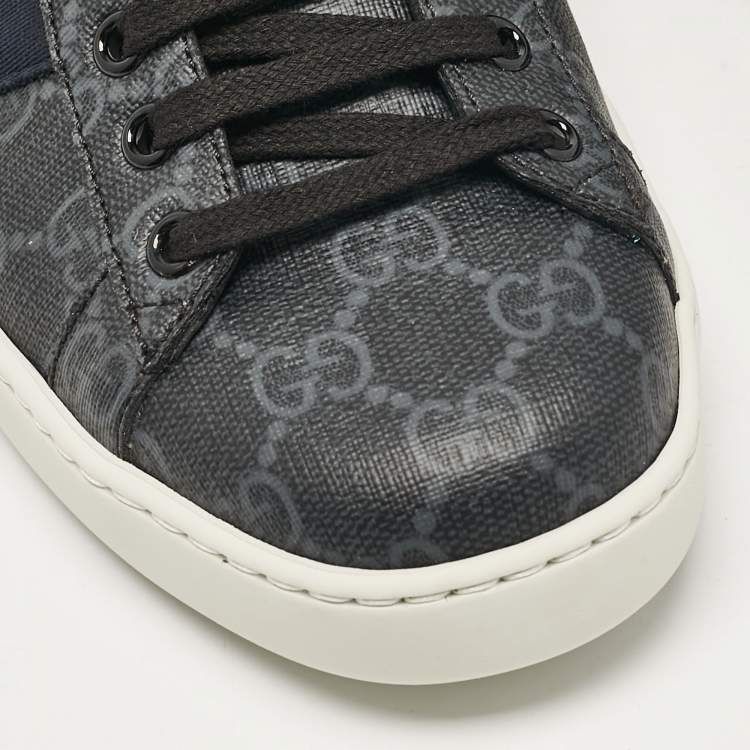 Pre Owned Gucci Black Canvas Ace Lace Up Sneakers Size 40