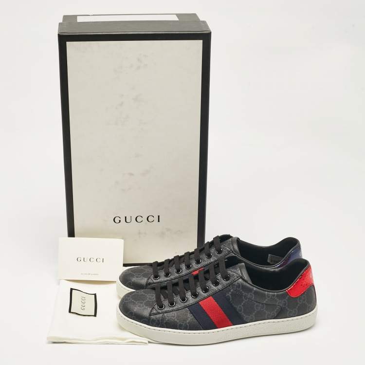 Pre Owned Gucci Black Canvas Ace Lace Up Sneakers Size 40