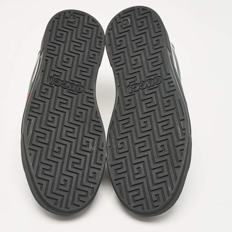 Pre Owned Gucci Black Patent and Leather Ace Lace Up Sneakers Size 41