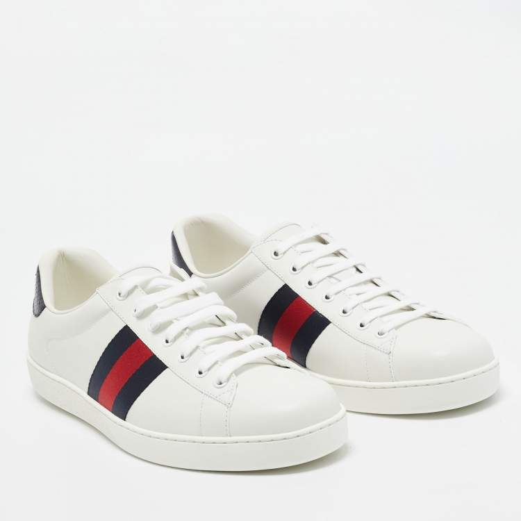 مملوكة مسبقًا Gucci White Leather Ace Sneakers Size 45