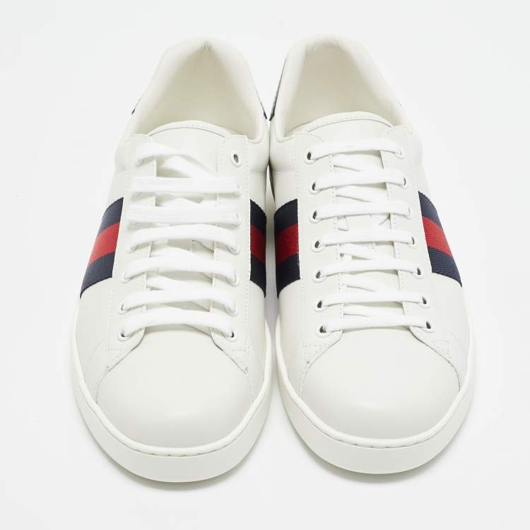مملوكة مسبقًا Gucci White Leather Ace Sneakers Size 45