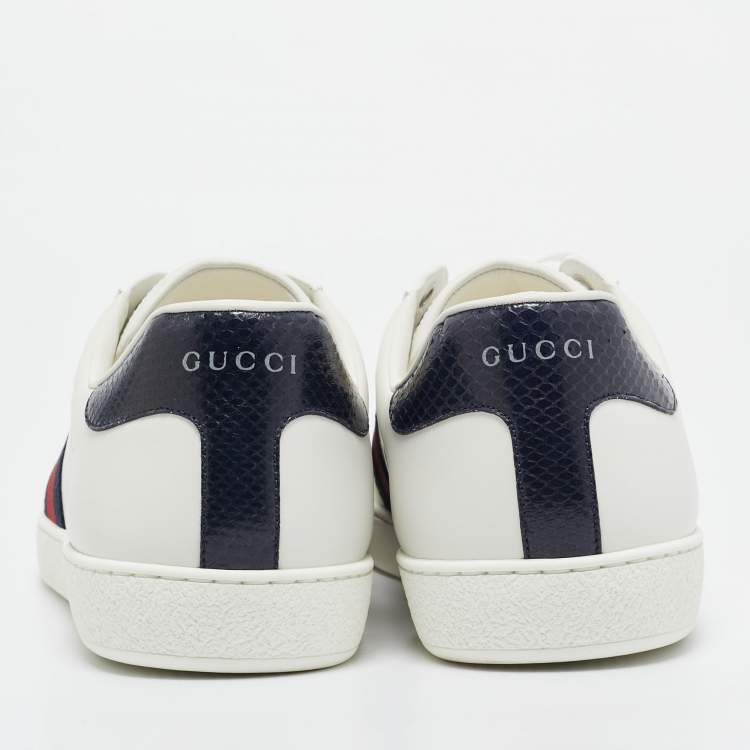 مملوكة مسبقًا Gucci White Leather Ace Sneakers Size 45