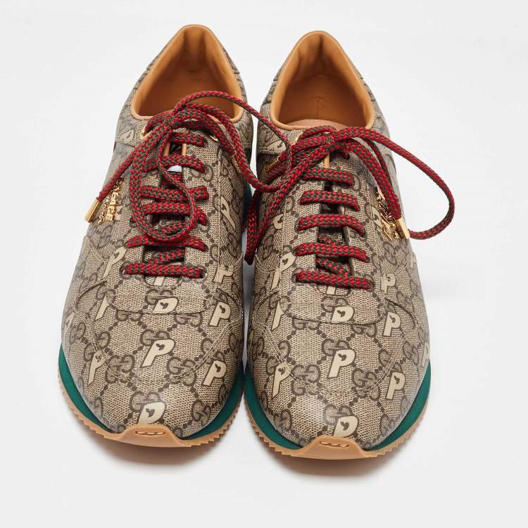 Pre Owned Gucci x Palace Brown GG Supreme Canvas and Leather Sneakers Size 42.5