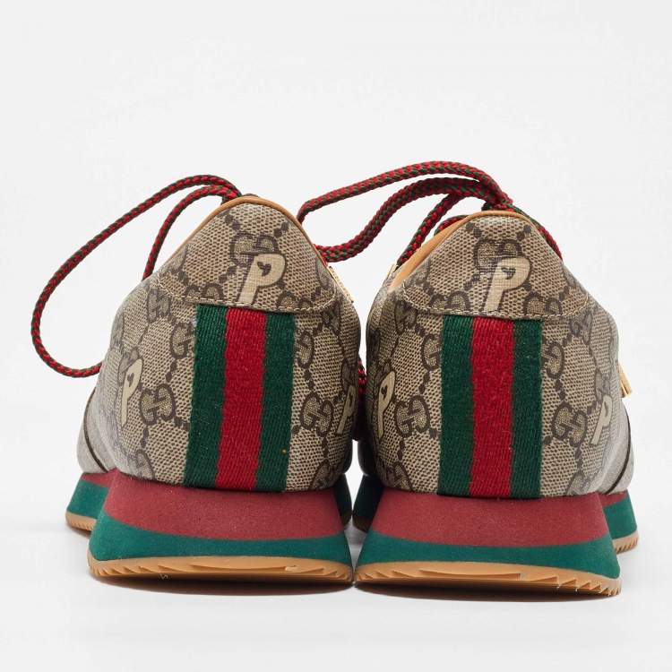 Pre Owned Gucci x Palace Brown GG Supreme Canvas and Leather Sneakers Size 42.5