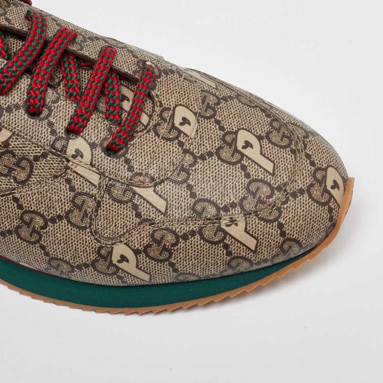 Pre Owned Gucci x Palace Brown GG Supreme Canvas and Leather Sneakers Size 42.5