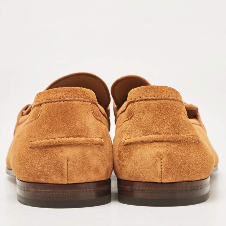 مملوكة مسبقًا Gucci Orange Suede Jordaan Loafers Size 44