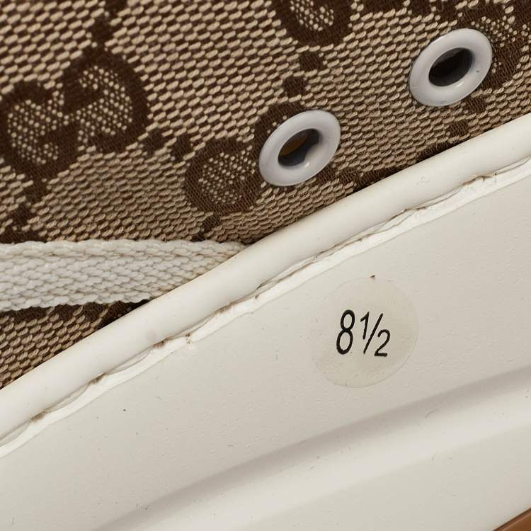 Pre Owned Gucci Beige GG Canvas Lace Up Sneakers Size 42.5