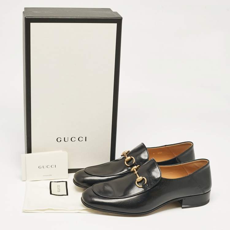 مملوكة مسبقًا Gucci Black Leather Horsebit Foldable Loafers Size 43