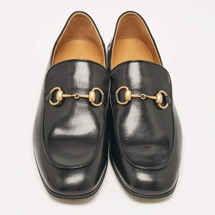 مملوكة مسبقًا Gucci Black Leather Horsebit Foldable Loafers Size 43
