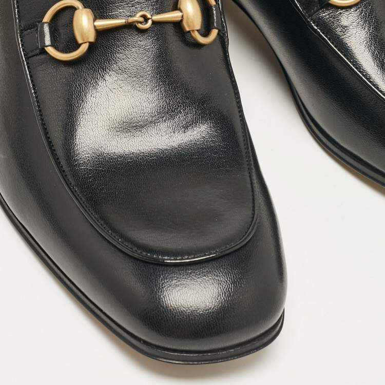 مملوكة مسبقًا Gucci Black Leather Horsebit Foldable Loafers Size 43