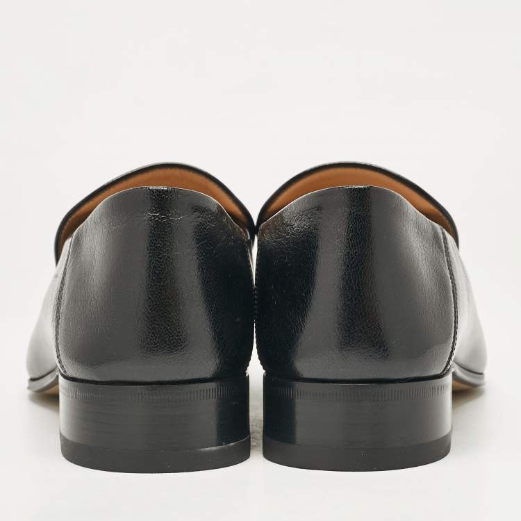 مملوكة مسبقًا Gucci Black Leather Horsebit Foldable Loafers Size 43