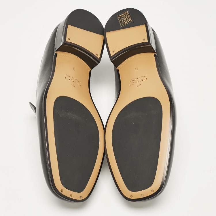 مملوكة مسبقًا Gucci Black Leather Horsebit Foldable Loafers Size 43