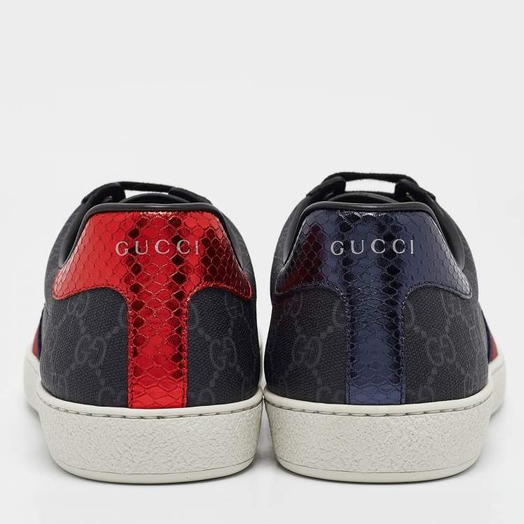 Pre Owned Gucci Black GG Supreme Canvas Web Ace Sneakers Size 45