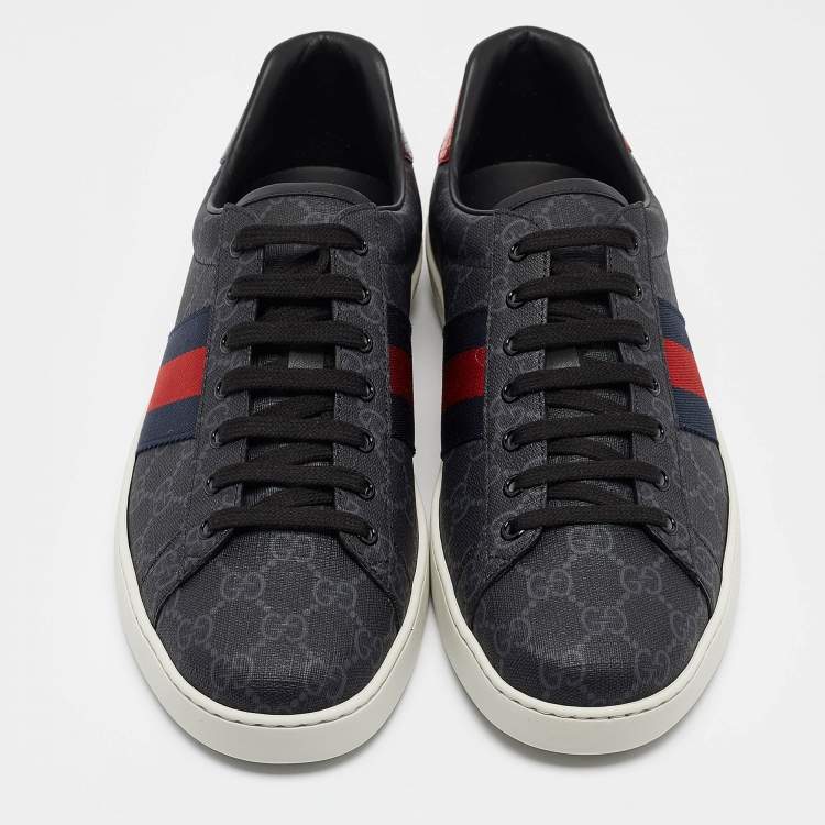 Pre Owned Gucci Black GG Supreme Canvas Web Ace Sneakers Size 45