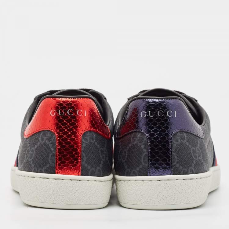 Pre Owned Gucci Grey Coated GG Canvas Ace Low Top Sneakers Size 42